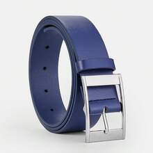 1pc/3pcs White K-Color Rectangular Double-Sided Wide Buckle Men's Belt - Navy Blue - View 9