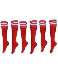 3 Pairs Kids Knee-High Soccer Socks, Long Sports Socks, Suitable For 3-8 Years Old Children Daily School Wear, Back To School, First Day Of School - Multicolor - View 17