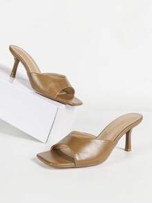 Women's New Elegant Neutral Fashion Basic Halloween High Heels Solid Color Party Sports College Street Outdoor Fairy Cute Chinese Style Workwear PU Leather Glossy Lightweight Slouchy One-Piece Slip-On - Camel - View 1