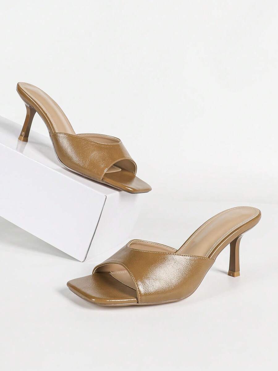Women's New Elegant Neutral Fashion Basic Halloween High Heels Solid Color Party Sports College Street Outdoor Fairy Cute Chinese Style Workwear PU Leather Glossy Lightweight Slouchy One-Piece Slip-On - Camel - View 1