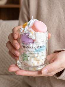 Layered Cake Shaped Soy Wax Candle, Romantic Pink Decorative Candle With Strawberry And Heart Design, Suitable For Holiday Gifts And Party Favors - Simulated Dessert Candles - View 5