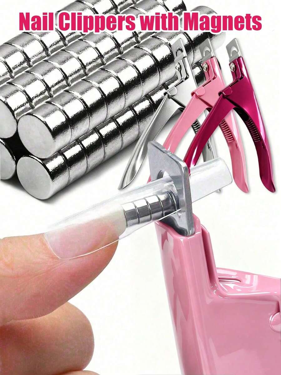 1 Set Adjustable Nail Clippers With 10 Magnets, Professional Nail Cutter, Suitable For Long Acrylic Gel Nails, Adjustable Nail Trimmer, Salon Home Manicure Tool - A - View 1
