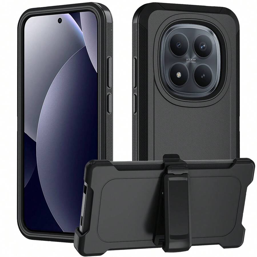 Heavy Duty Protective Durable Rugged Phone Case With Belt Clip - Black - View 1