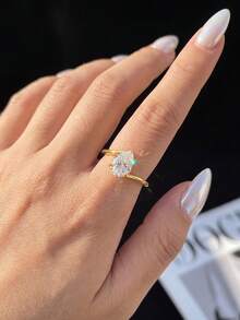 1 Pc 2CT Elegant & Luxurious Twisted-Band Pear-Shaped Moissanite Ring 925 Sterling Silver. Suitable For Weddings And Everyday Wear - Pear-shaped Moissanite Ring - 2CT - View 6