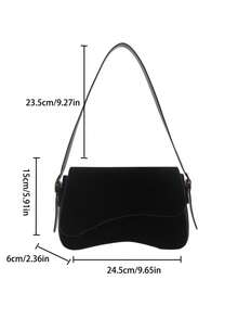 1 pieza Bolso de mujer de unicolor de PU, nueva bolsa de hombro versátil - Negro 2 - Ver 9