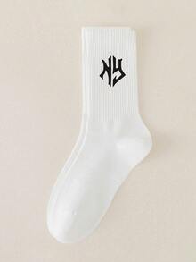 Calcetines de media caña para deportes al aire libre, combinación de colores negro y blanco, decoración con logotipo, tela transpirable y amigable con la piel, ajuste elástico antideslizante, adecuados para senderismo al aire libre, trote, cómodos y versátiles para todas las estaciones - Multicolor - Ver 3