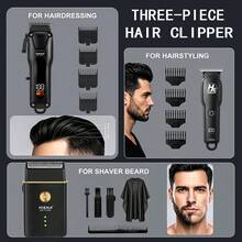 HIENA 3-Piece Professional Wireless Hair Clipper Set, Electric Hair Trimmer + Shaver, Home Adult Haircutting Tool With Haircutting Cape + Multiple Blades - View 6