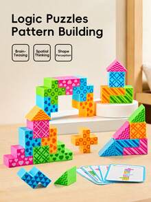 3D Building Puzzle Building Blocks Toy - Children's Intelligence Early Education Game For Developing Logical Thinking. Children's Creative Building Blocks. Multi-Shaped 3D Puzzle Set. - Multicolor - View 1
