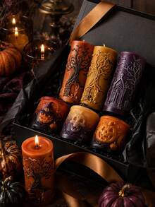 Skull Magic House Elf Castle Cylindrical Relief Silicone Mold, Compatible With Candle, Plaster, Resin, Halloween Decoration Creative Holiday Gift Craft Mold - Halloween Skull Cylindrical Candle Mold - View 6