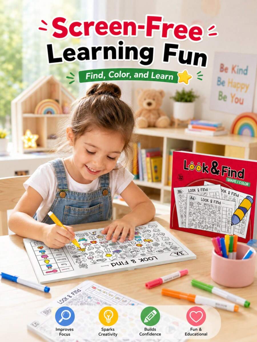 Children's Interactive Search Game Book, Enhances Brain Ability Through Sudoku Puzzles, Memory Training And Color Recognition, Suitable For Home And School Use Travel Puzzle Cards, Perfect Birthday And Christmas Gift