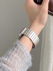 Huastonband 1條磁吸式不鏽鋼金屬錶帶，相容 38mm/40mm/41mm/42mm/44mm/45mm/49mm/46mm，適用於 Ultra/SE/S10/S9/8/7/6/5/4/3 系列。佩戴舒適，四季皆宜。智慧手錶配件錶帶，女性配件夏季海灘派對聚會、母親節、畢業季、返校季學生同學禮物 - 星光色 - 查看 6