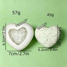 1pc Rose Heart-Shaped Aromatherapy Candle Silicone Mold, Home Decor/Gift Ornament Plaster Mold, Handmade Epoxy Resin Casting Mold, Art Decorative Clay Plaster Mold - Heart-shaped - View 6