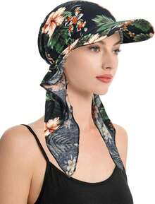 ZLYC Chemo - Gorros para Mujer, con Visera y Visera preatada, para la Cabeza - verde, (Verde geométrico) - Ver 2