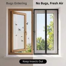 Mosquitera negra con cremallera única y cierre de gancho y bucle, cortina de malla anti-moscas para el hogar - B - Ver 3