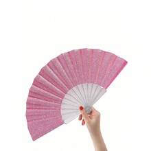 Glossy Folding Hand Fan, Transparent Fan Bones, Sequin Fan Surface, Easy To Open And Close, Summer Beach Fan, Beach Accessory, Suitable For Festivals, Weddings And Travel, Fashionable Wedding Gift Or Party Favor, Bridal Wedding Gift, Bridesmaid Accessory - Multicolor - View 4