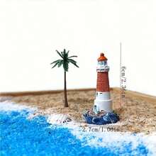 1pc Lighthouse Figurine, Nautical Theme Lighthouse Statue, Mediterranean Style Lighthouse Statue Decor, Suitable For Fairy Garden, Ocean Landscape Decoration, Nautical Craft Sand Table Scenery Accessories, Home Decor - A - View 10