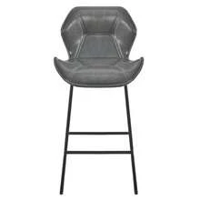 Set Of 2 Faux Leather Bar Stools, Modern Bar Chairs With Backrest, Metal Frame And Footrest, For Kitchen, Counter, Bar And Dining Room, Cognac Brown - 灰色 - 查看 4