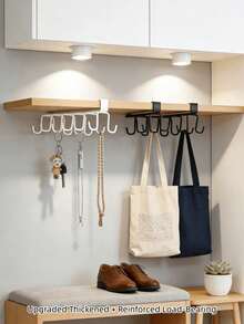 4Pcs Hat Storage Rack With 6 Hooks, Belt Rack, Wardrobe Accessories Organizer, Cabinet Clothes Hanging Rack, Minimalist No-Drill Design For Bedroom Closet Wardrobe Organization Solution - Multicolor - View 2
