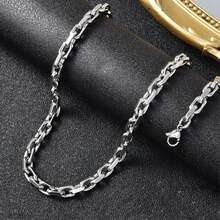 Classic Hip-Hop Stainless Steel Paperclip Silver Necklace, Suitable For Men And Women Daily Party Wear, Minimalist Street Jewelry - Silver - View 4