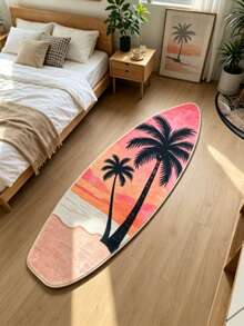 1pc Beach Coconut Tree & Surfboard Shaped Doormat, Decorative Carpet, Bedroom Decor, Small Rug, Carpet, Home Decor, Living Room Carpet, Small Living Room Rug, Bedroom Rug, Living Room Home Decor, Outdoor Rug, Washable Carpet - Multicolor - View 7