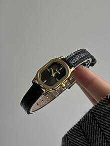 1件女款橢圓石英手錶，熱門精緻復古經典商務風，適合日常佩戴、送禮與聚會 - 黑色 - 查看 3