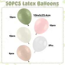 50pcs Pink Green White Latex Balloons With Transparent Balloons, Suitable For Baby Shower Party, Birthday Party Decoration, Party Balloon Set - Multicolor - View 3