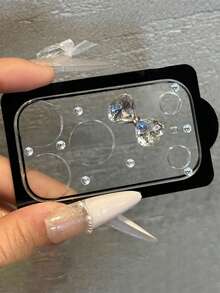 1pc Shiny Rhinestone Bow Pearl Transparent Camera Lens Protector, Compatible With IPhone 17 Pro Max 17 Pro, Y2K Girl & Women Fashion Luxury Full Coverage HD Glass Lens Protector Cover - Bow - View 2