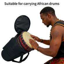 Thick Professional 10-Inch & 12-Inch African Drum Bag, Oxford Cloth With Accessories Pocket, Backpack For Carrying & Protecting African Drum For Performance - Black - View 1