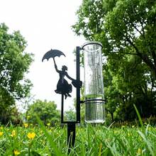 2件組：持傘女性黑色框架 + 玻璃雨量計，適合戶外露台、花園、陽台使用，兼具裝飾與實用功能 - 優雅女人 - 查看 2