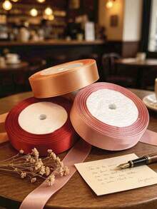 3 Rolls Solid Color Gift Wrapping Ribbon, Suitable For Back To School And Valentine's Day - Multicolor - View 8