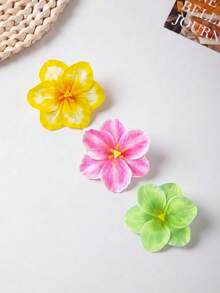 3/1pc Hawaiian Flower Hair Clips, Suitable For Vacation Beach Party, Summer Tropical Style Wedding Party, Girls Hair Accessories Gift - Multicolor - View 4