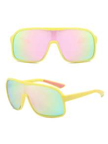 1 paire de lunettes de sport de cyclisme à monture complète Dopamine pour femmes, convenant pour le style de rue, les fêtes, les voyages, les festivals de musique électronique, la conduite, la plage, l'ambiance de vacances, les sorties en famille, la randonnée, la pêche - couleur - Voir 2