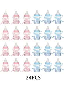12/24Pcs Shower Party Small Gift Pink Blue Bottle Candy Box, Baby Gift Party Small Gift, Party Cake Table Decoration, Party Supplies - Multicolor - View 16