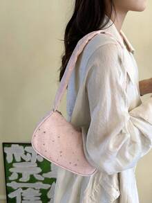 2026 Niche Design New Star Pleated Underarm Bag Women's Bag Niche Design Sense Shoulder Handbag Fashion Versatile Commuter Bag - Pink - View 3