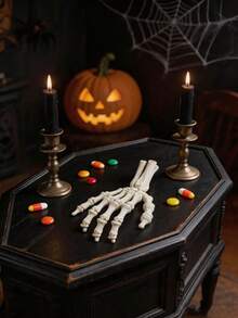 2pcs Skeleton Hands Realistic Life Size Cut-Out Plastic Skull Hands,Movable Skeleton Hand Model,Halloween Bone Hand Decor Suitable For Theme Party Decoration Props,Haunted House Horror Scene Props,Prank Horror Mini Decor,Gothic Dark Style Decoration Ornaments,Party Tabletop Horror Decor,Yard Porch Lawn Decoration,Left And Right. - A - View 9