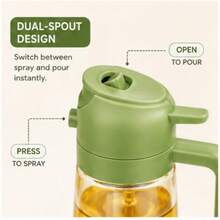 1pc 2-In-1 Glass Oil Sprayer And Dispenser Bottle, Glass Cooking Oil Sprayer, Olive Oil Sprayer, Glass Oil Spray Bottle, Suitable For Air Fryer, Cooking Spray, Salad, BBQ, Baking, Suitable For Kitchen, Oil Mist Spray Bottle - Multicolor - View 9