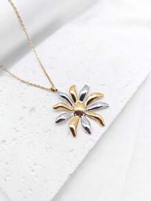 1pc Elegant Style Daisy Shaped Stainless Steel Women's Pendant Necklace Suitable For Daily Wear/Date/Travel/Gift - Multicolor - View 8