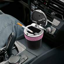 Crystal Inlaid Car Ashtray - Windproof With Lid, Fashion Design, Suitable For Cars, Trucks And Car Interior Modification Accessories - Multicolor - View 11