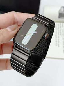 Huastonband 1條磁吸式不鏽鋼金屬錶帶，相容於 38mm/40mm/41mm/42mm/44mm/45mm/49mm/46mm，適用於 Ultra/SE/S10/S9/8/7/6/5/4/3 系列。佩戴舒適，適合四季。智慧手錶配件錶帶，女性夏季海灘、派對、母親節、畢業季、返校學生同學禮物配件 - 黑色 - 查看 3