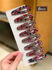 2/4/6/8/10/12 Stück Damen Luxus bunte Strass Haarspangen, BB-Clips, Pony-Clips, Seiten-Clips, Vintage eleganter Stil, Damen Haaraccessoires, geeignet für tägliche Lässig, Ausflüge, Einkaufen, Partys, Dates. - Verschiedenfarbig - Übersicht 15