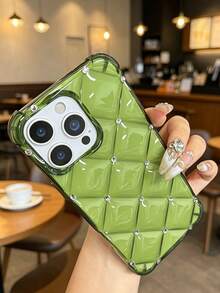 透明鑽石壓紋奢華手機殼，適用於 iPhone 17 Pro Max 17e 13 14 15 16e - 綠色 - 查看 2