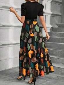 Women Long Dresses - Black and White - View 4