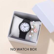 2pcs/Set Fashion Digital Face Quartz Student Watch + Bracelet - Black - View 6