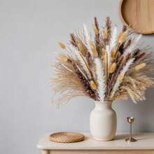 Bohemian Style Artificial Reed Decorative Bouquet, Suitable For Wedding Floral Arrangements, Living Room Decor, Home Decor, Rustic Style Party, Etc., Dried Reed Bouquet Decorative Ornament - Mix Color - View 1