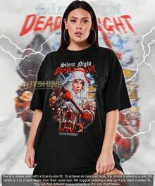 Camiseta Noche Silenciosa Noche Mortal |   Camiseta de Terror Navideño Cult - Negro - Ver 1