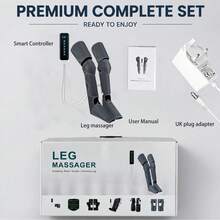 Air Wave Leg Massager 2-Piece Set, 3-Zone Independent Control Hook And Loop Air Pressure Foot Therapy Machine, 3 Modes 3 Intensity Levels Human-Like Kneading, Smart Control Combination Thigh Calf Sole Massage, Recommended Gift - Grey - View 9