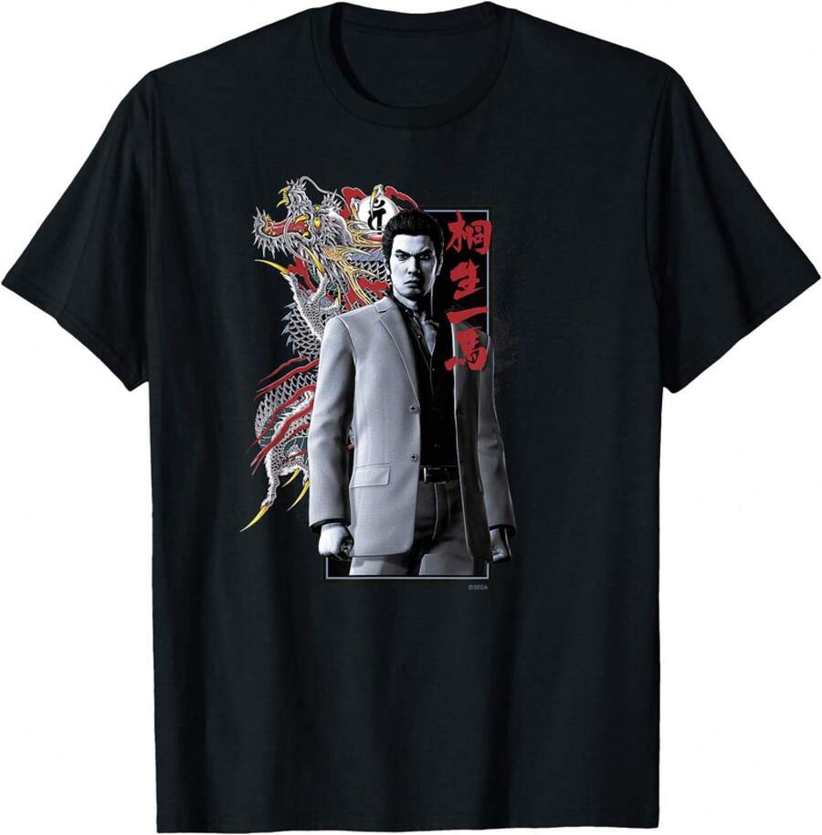 Like A Dragon &Amp; Yakuza Kazuma Kiryu T-Shirt - 黑色 - 查看 1