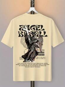 Men's T-Shirt With Angel Print - Khaki - View 2
