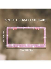 1pc/2pcs Pearlescent Plastic License Plate Frame, Black & Pink, Christmas Gift For Cute Girls - A - View 3