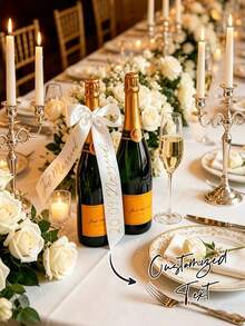 1/5PCS Customized Wedding Decoration Ribbon, Champagne Bottle Decoration Tassel, Wedding Ceremony Toasting Cup Ribbon, Party Champagne Glass Decoration Ribbon, Customizable Text Label, Gift Packaging, Suitable For Wedding, Birthday, Easter Gift, Party Favor - Multicolor - View 5